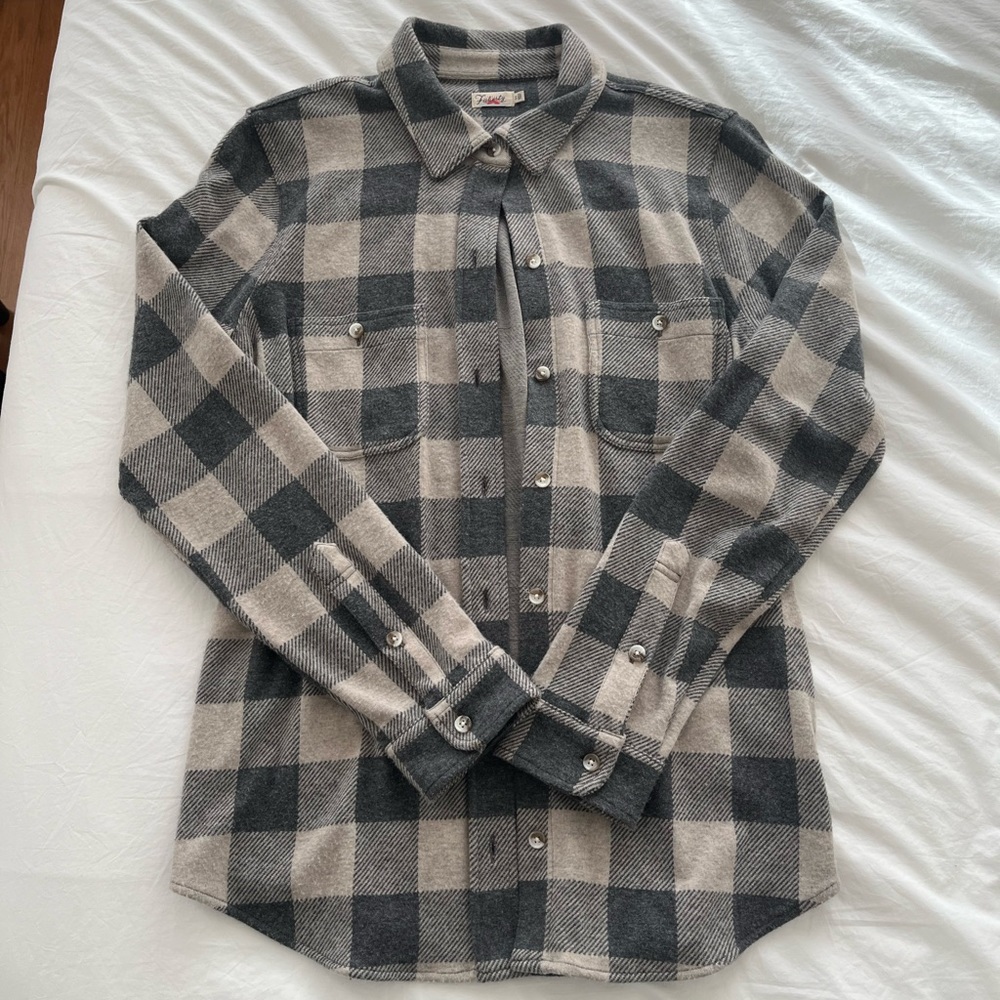 Faherty Gray and Cream Plaid Button Down Legend Shirt